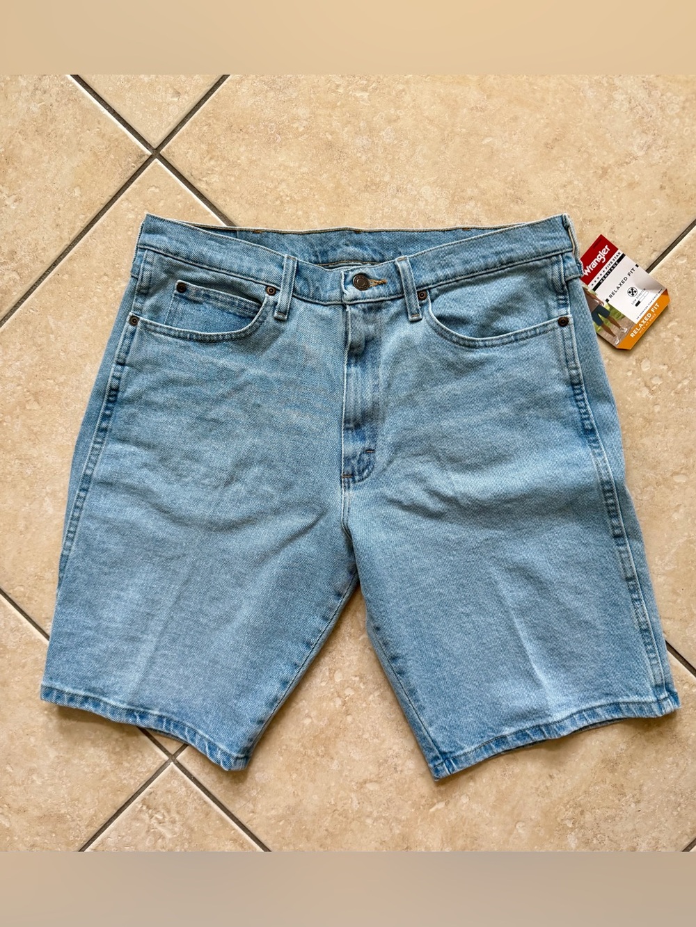 Wrangler Light Wash Denim Jean Shorts - Classic Blue